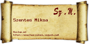 Szentes Miksa névjegykártya